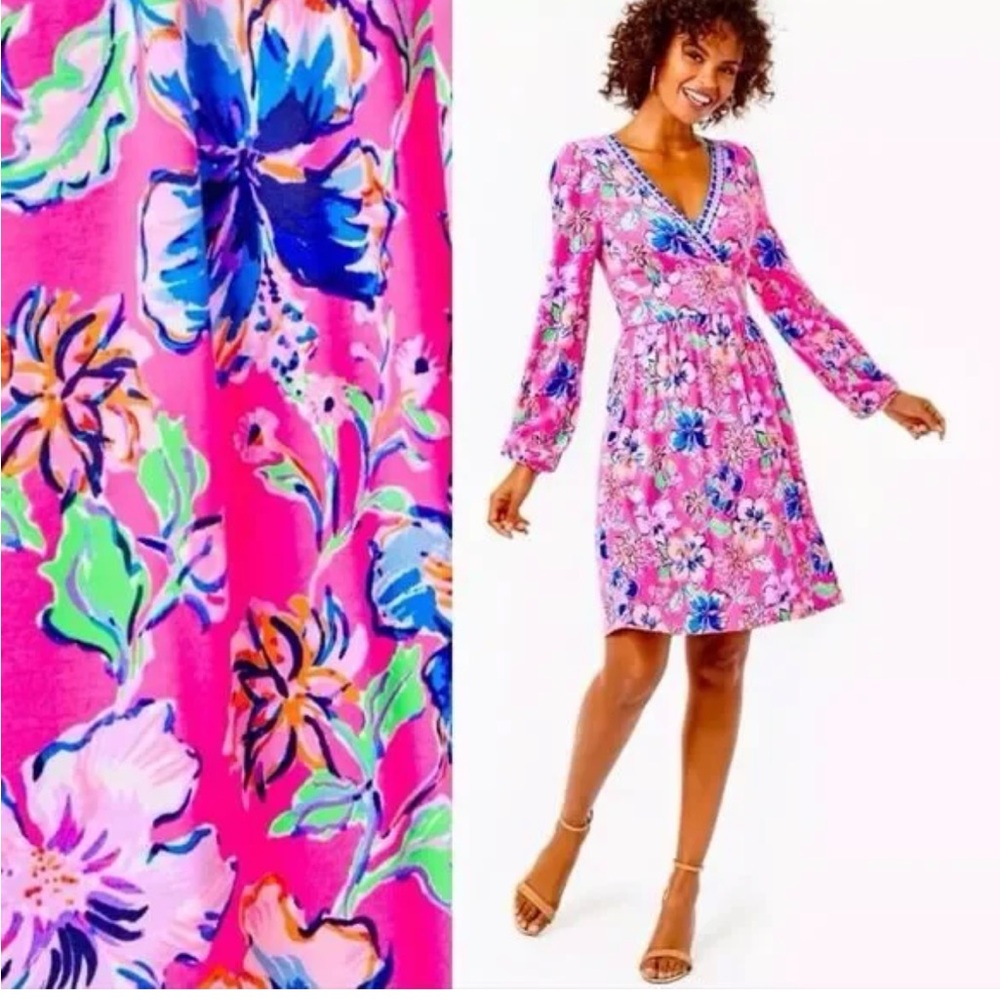 Lilly Pulitzer Carmilla Dress Pink Isle Last Bud Not Least 2 Preppy Coastal - Picture 4 of 16